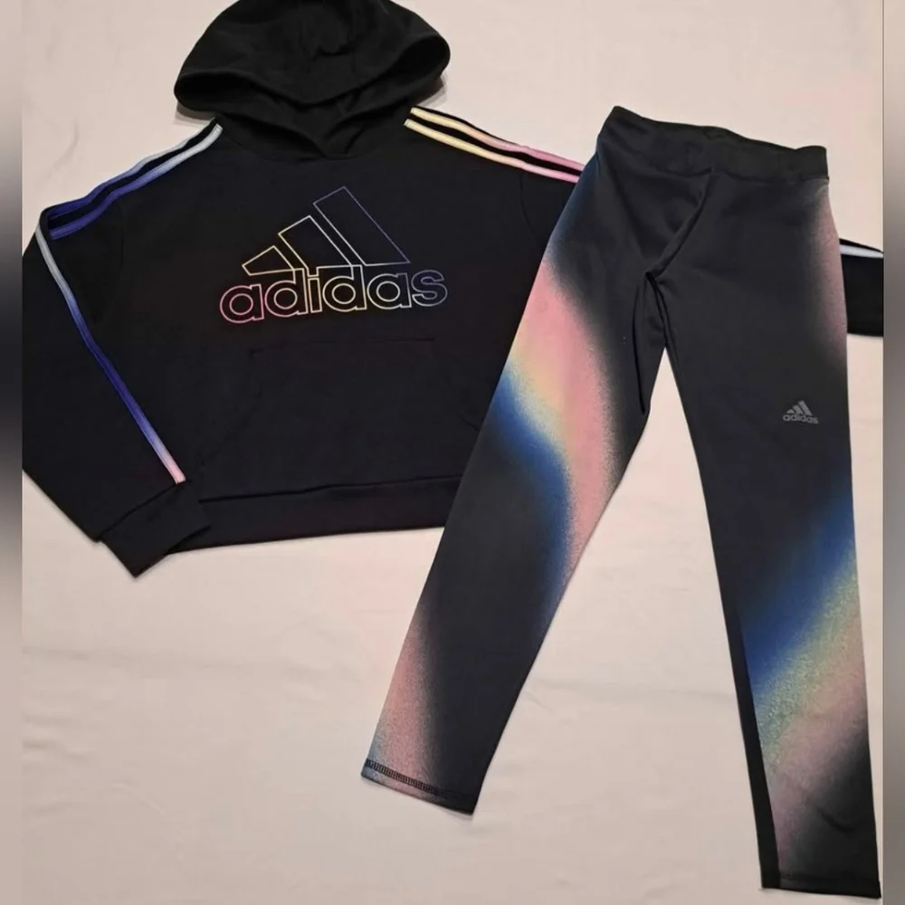 Girls Adidas Hoodie And Leggings Set Size Medium 10/12
